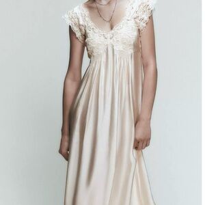 Elegant Cream Lace Nightgown